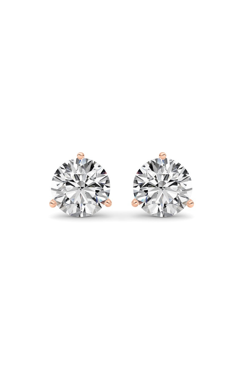 5.5Cttw Round Shaped Lab Grown Diamond (G/VS) Three Prong Martini Stud Earrings in 14K White Gold