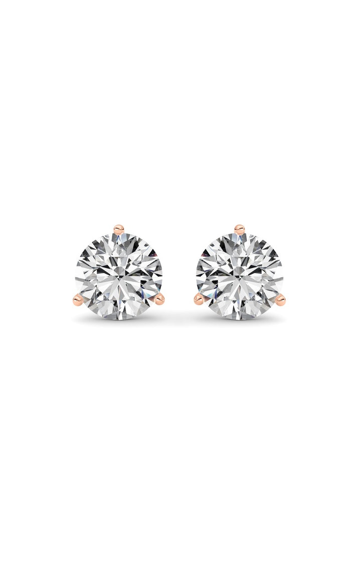 5.5Cttw Round Shaped Lab Grown Diamond (G/VS) Three Prong Martini Stud Earrings in 14K White Gold