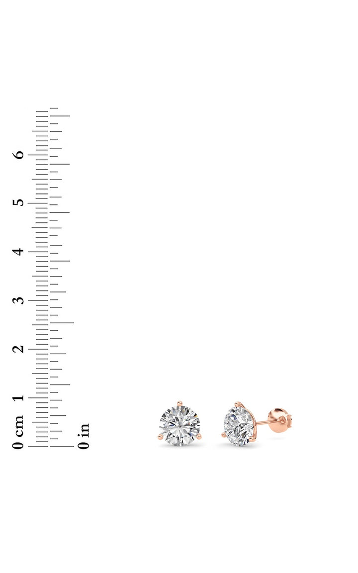 5.5Cttw Round Shaped Lab Grown Diamond (G/VS) Three Prong Martini Stud Earrings in 14K White Gold
