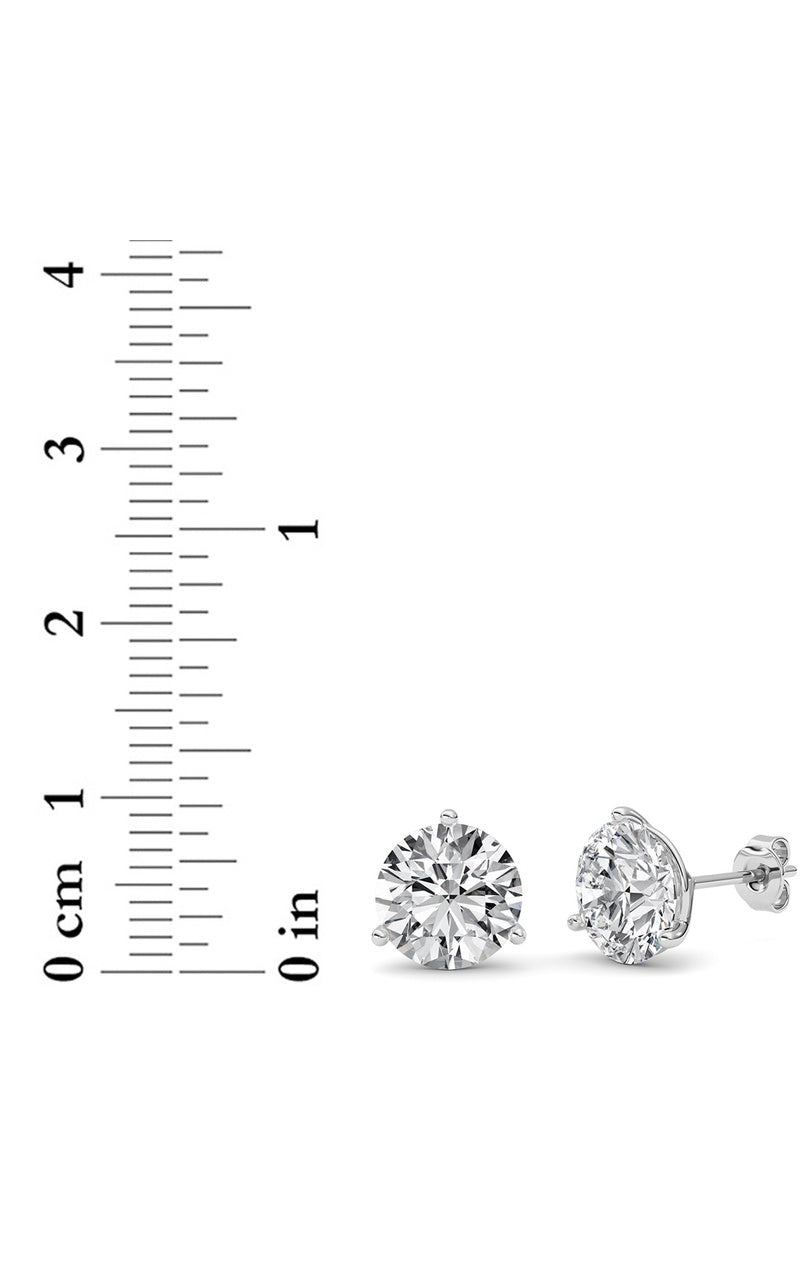 6Cttw Round Shaped Lab Grown Diamond (G/VS) Three Prong Martini Stud Earrings in 14K White Gold