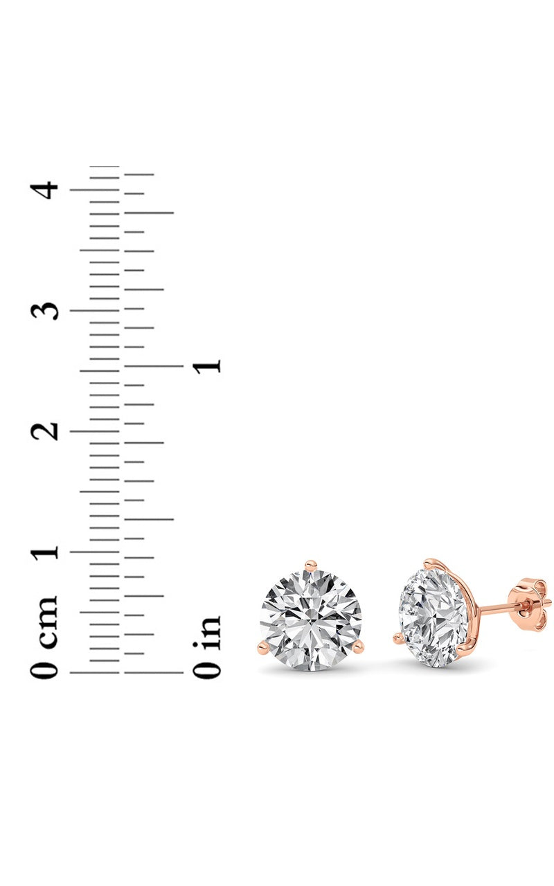 6Cttw Round Shaped Lab Grown Diamond (G/VS) Three Prong Martini Stud Earrings in 14K White Gold