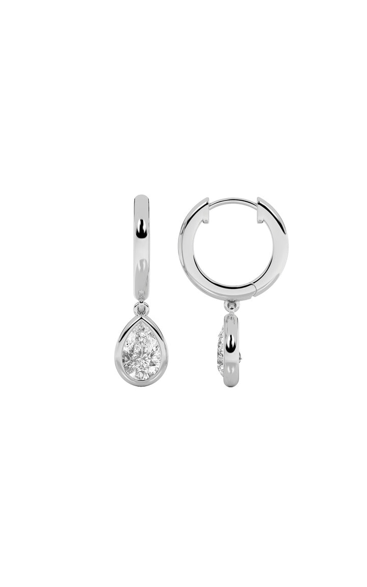 1Cttw Pear Shaped Lab Grown Diamond (F/VS) Dangle Earrings in 14K Gold