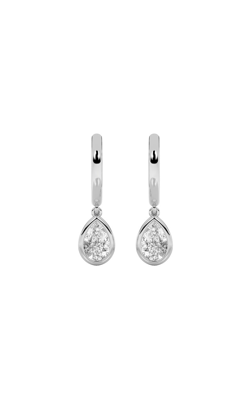 1Cttw Pear Shaped Lab Grown Diamond (F/VS) Dangle Earrings in 14K Gold
