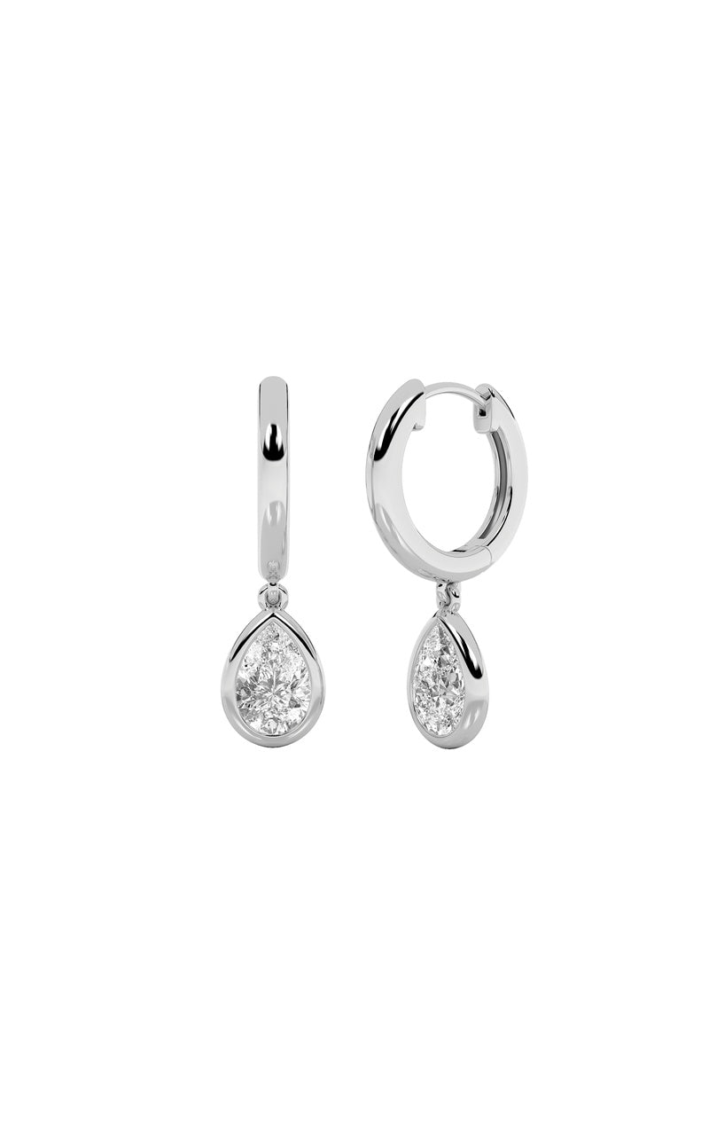 1Cttw Pear Shaped Lab Grown Diamond (F/VS) Dangle Earrings in 14K Gold
