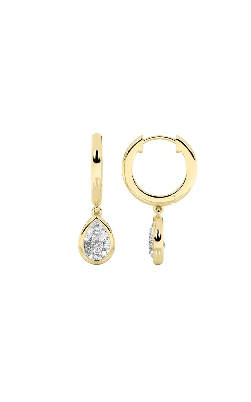 1Cttw Pear Shaped Lab Grown Diamond (F/VS) DangleEarrings in 14K Gold