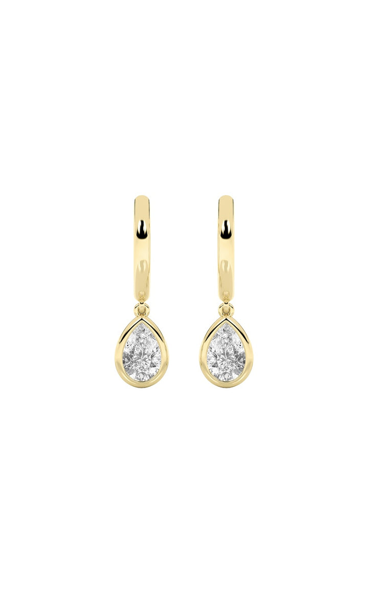 1Cttw Pear Shaped Lab Grown Diamond (F/VS) DangleEarrings in 14K Gold