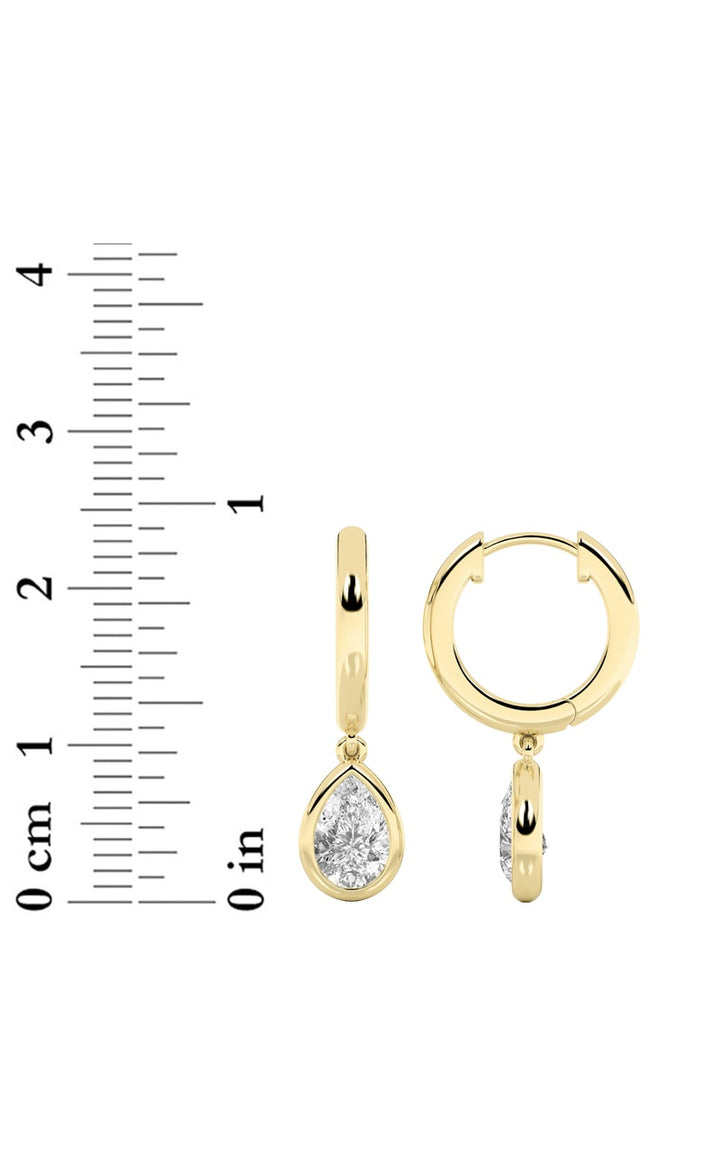 1Cttw Pear Shaped Lab Grown Diamond (F/VS) Dangle Earrings in 14K Gold