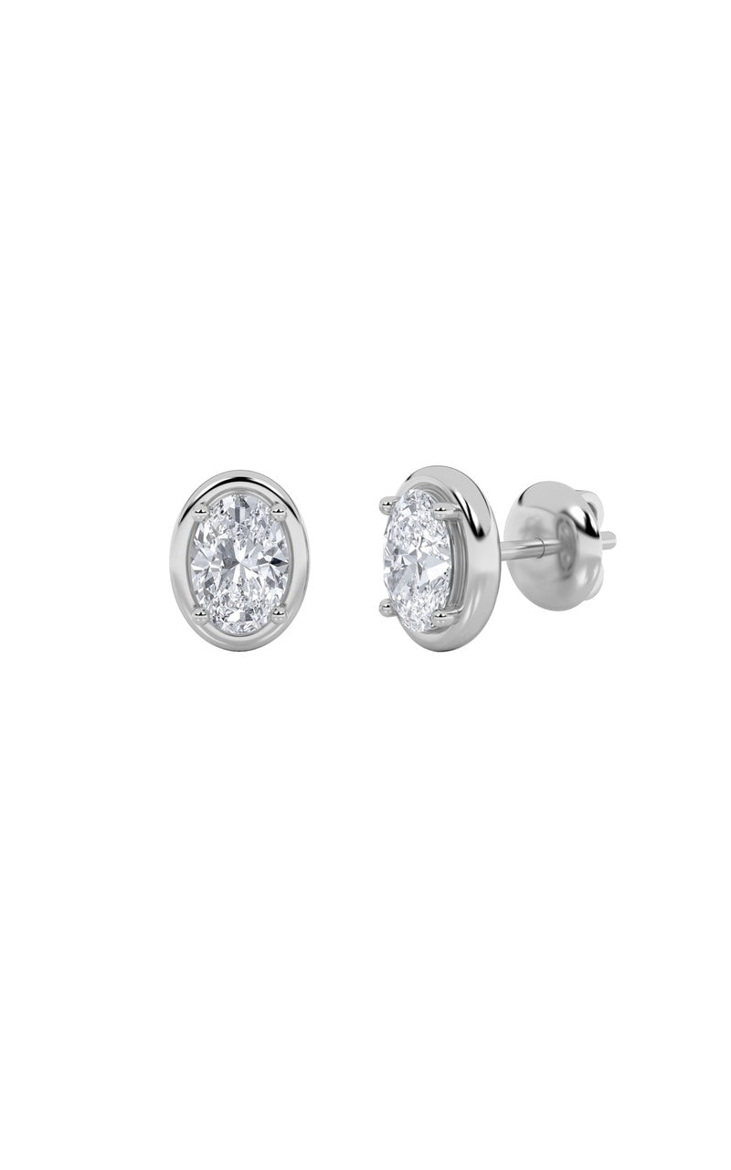 2Cttw Oval Shaped Lab Grown Diamond (F/VS) Stud Earrings in 14K Gold
