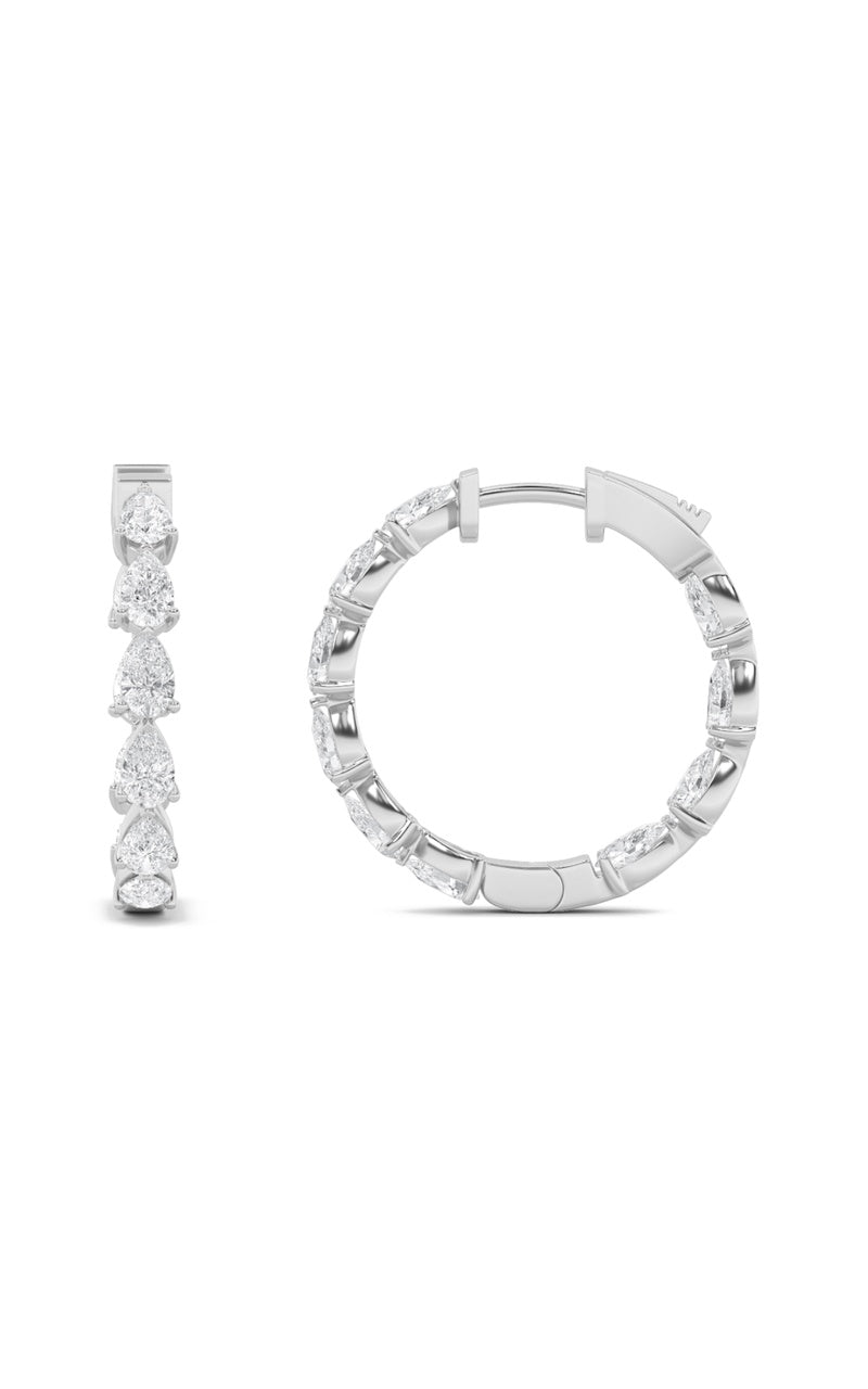 4Cttw Pear Shaped Lab Grown Diamond (F/VS) Inside Out Hoop Earrings in 14K Gold