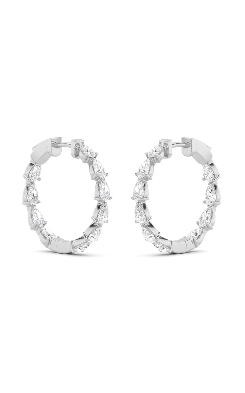 4Cttw Pear Shaped Lab Grown Diamond (F/VS) InsideOut Hoop Earrings in 14K Gold