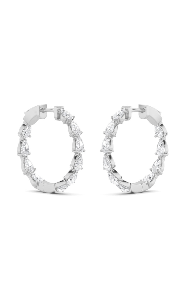 4Cttw Pear Shaped Lab Grown Diamond (F/VS) InsideOut Hoop Earrings in 14K Gold