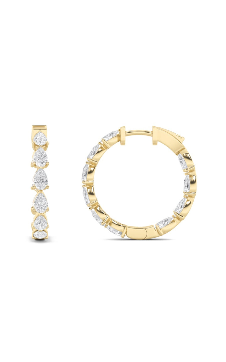 4Cttw Pear Shaped Lab Grown Diamond (F/VS) Inside Out Hoop Earrings in 14K Gold