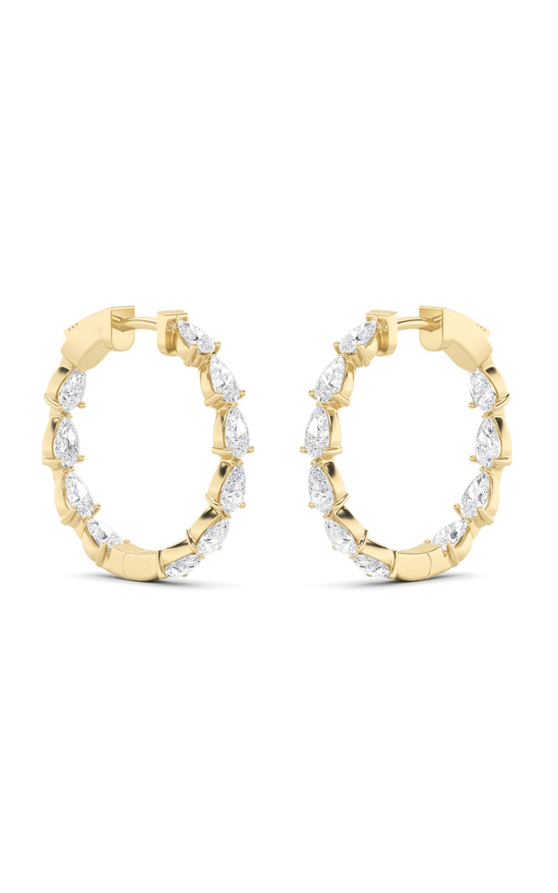 4Cttw Pear Shaped Lab Grown Diamond (F/VS) InsideOut Hoop Earrings in 14K Gold