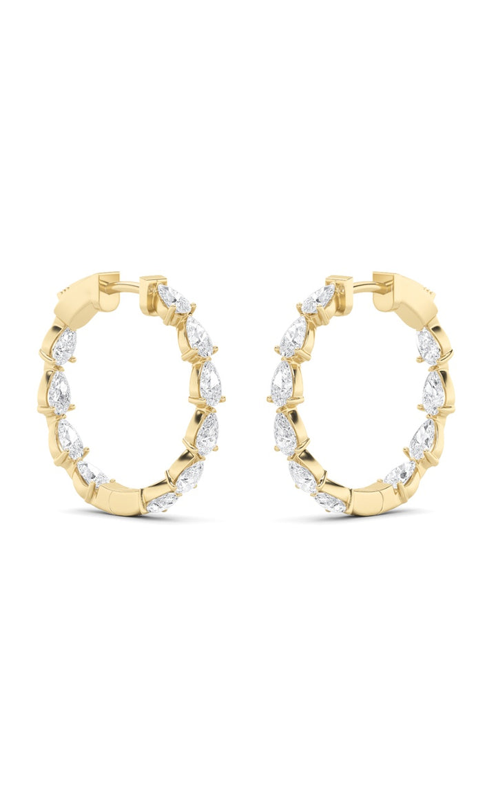 4Cttw Pear Shaped Lab Grown Diamond (F/VS) InsideOut Hoop Earrings in 14K Gold