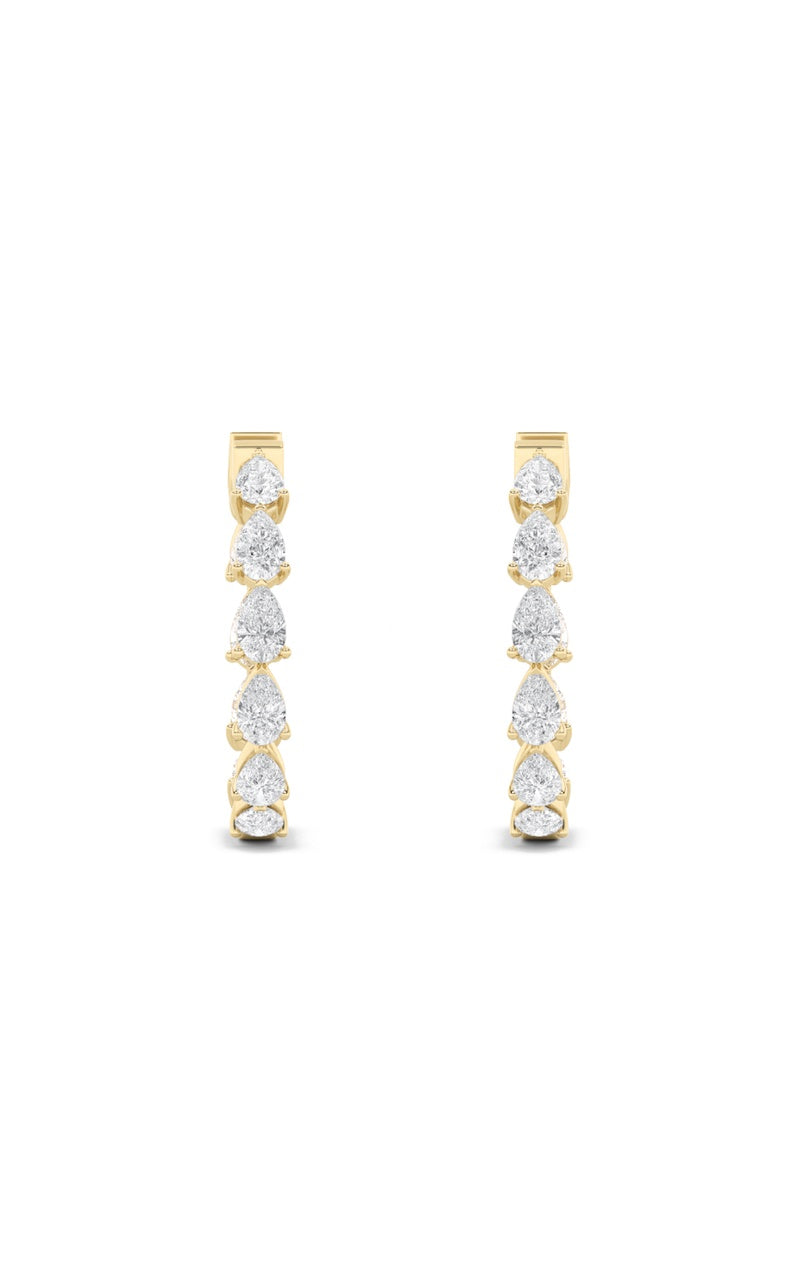 4Cttw Pear Shaped Lab Grown Diamond (F/VS) InsideOut Hoop Earrings in 14K Gold
