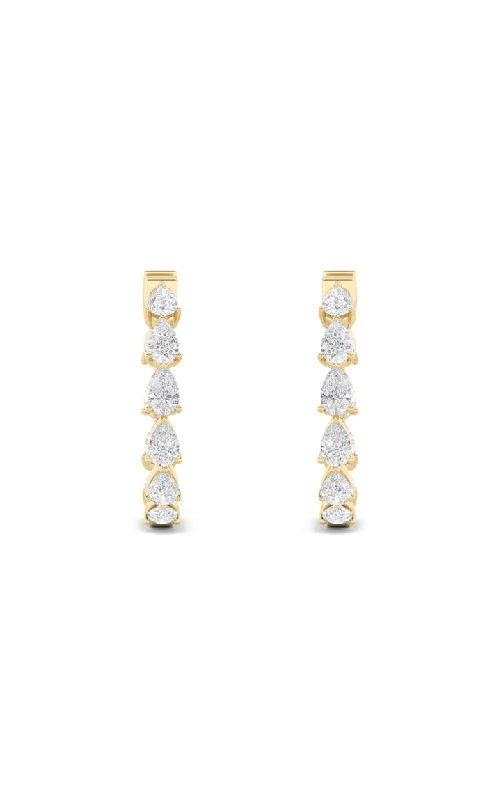 4Cttw Pear Shaped Lab Grown Diamond (F/VS) InsideOut Hoop Earrings in 14K Gold