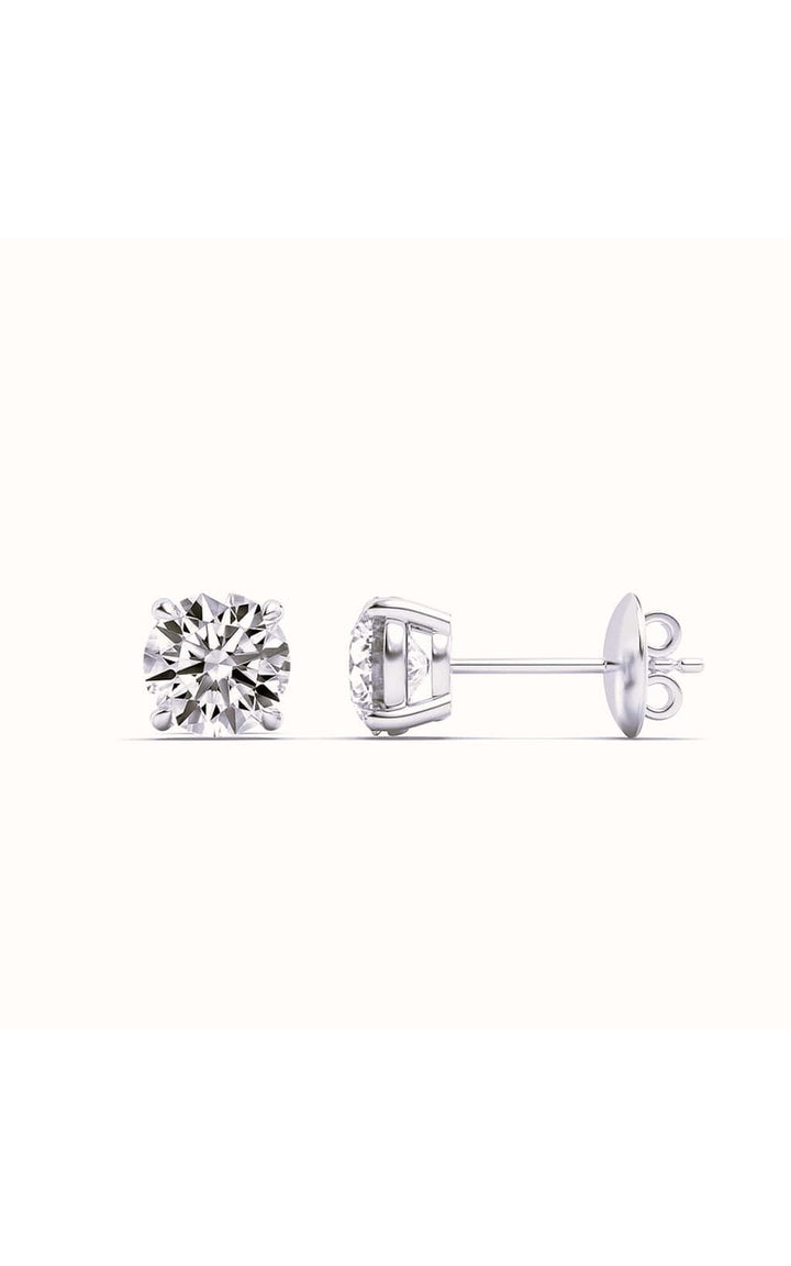 1Cttw Round Shaped Lab Grown Diamond 4 Prong StudEarrings in 14K Gold (F/VS)