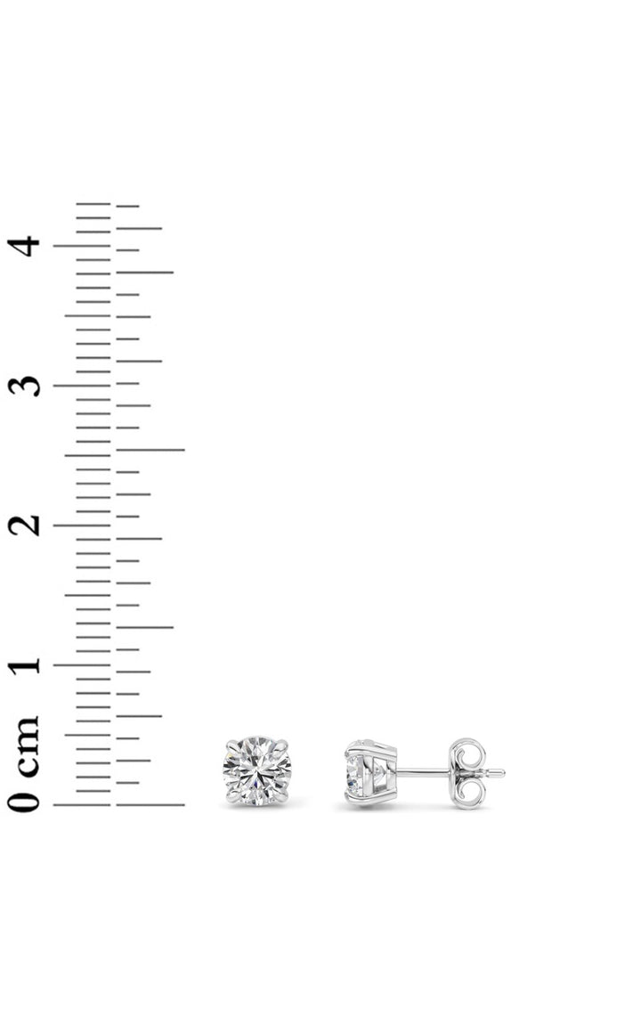 1Cttw Round Shaped Lab Grown Diamond 4 Prong StudEarrings in 14K Gold (F/VS)