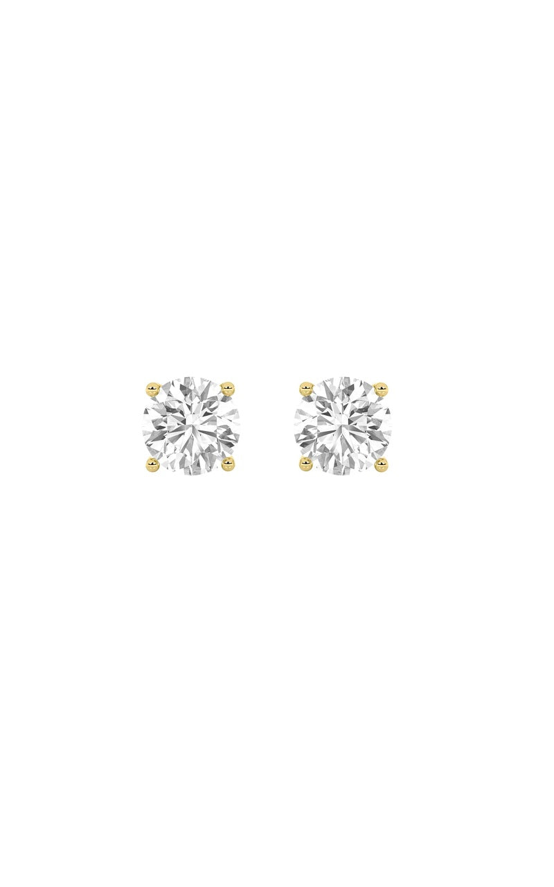1Cttw Round Shaped Lab Grown Diamond 4 Prong StudEarrings in 14K Gold (F/VS)