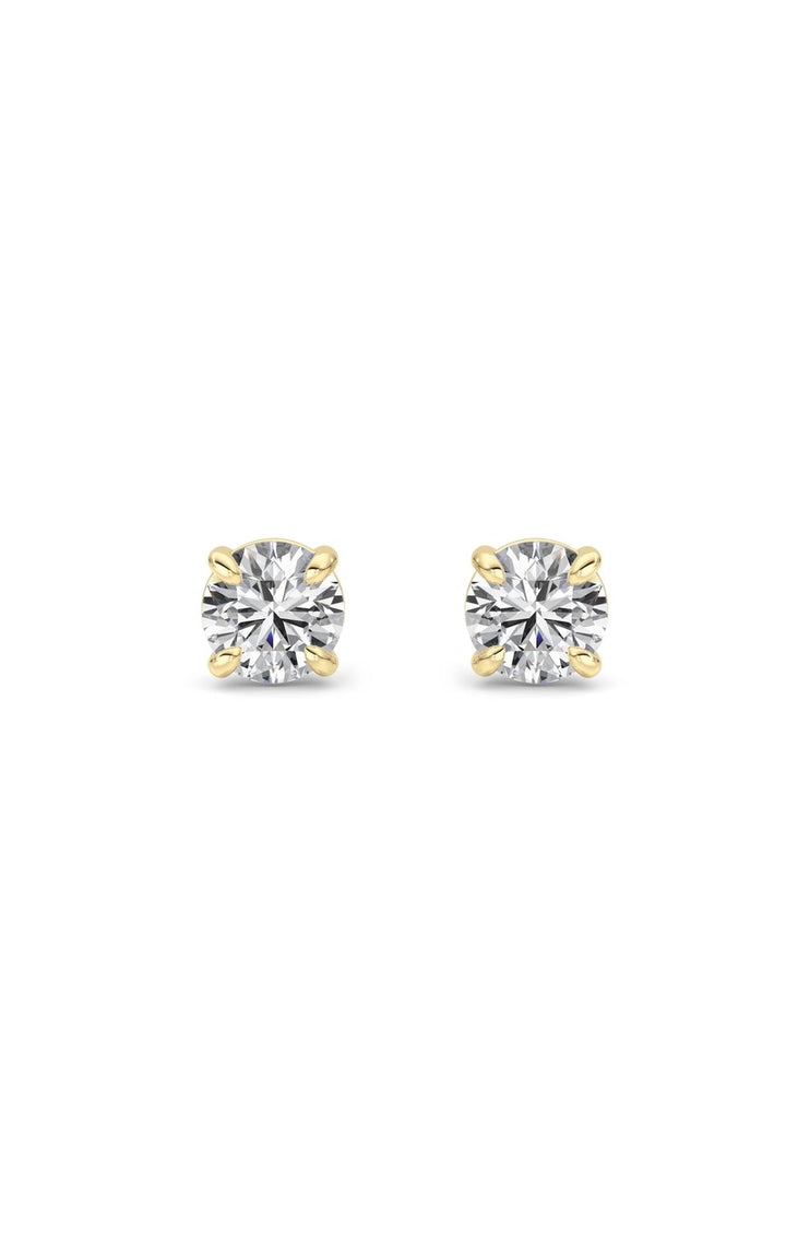 1Cttw Round Shaped Lab Grown Diamond 4 Prong StudEarrings in 14K Gold (F/VS)
