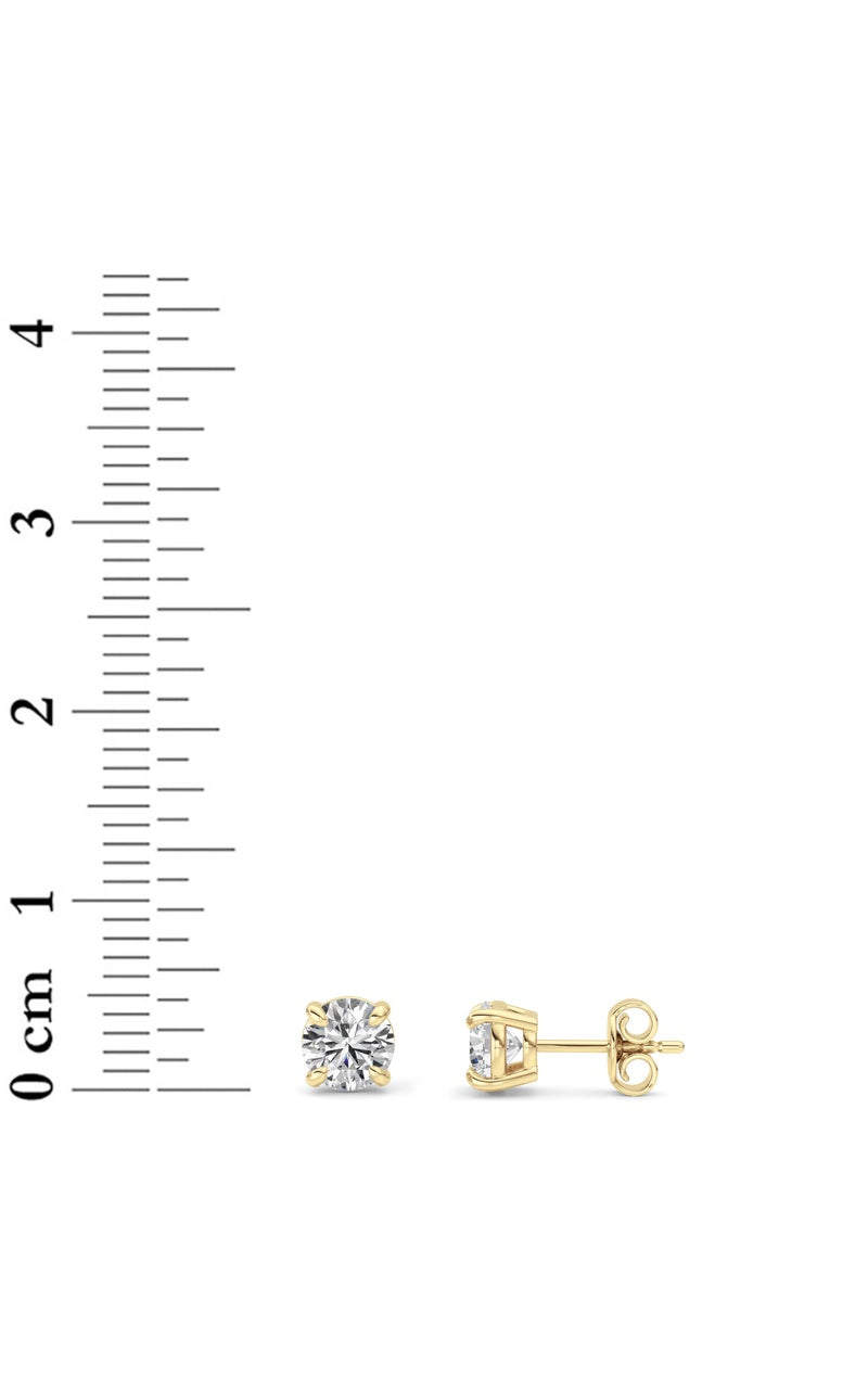 1Cttw Round Shaped Lab Grown Diamond 4 Prong StudEarrings in 14K Gold (F/VS)