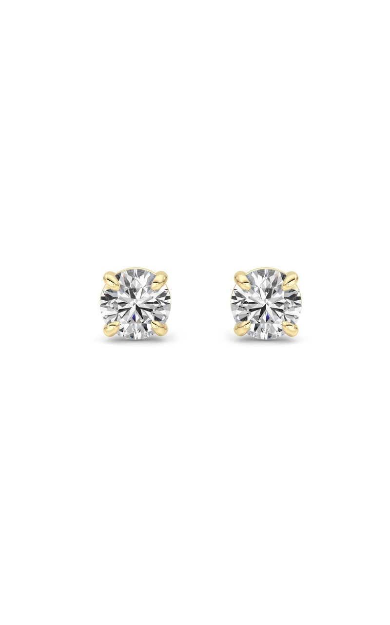 2Cttw Round Shaped Lab Grown Diamond 4 Prong StudEarrings in 14K Gold (F/VS)
