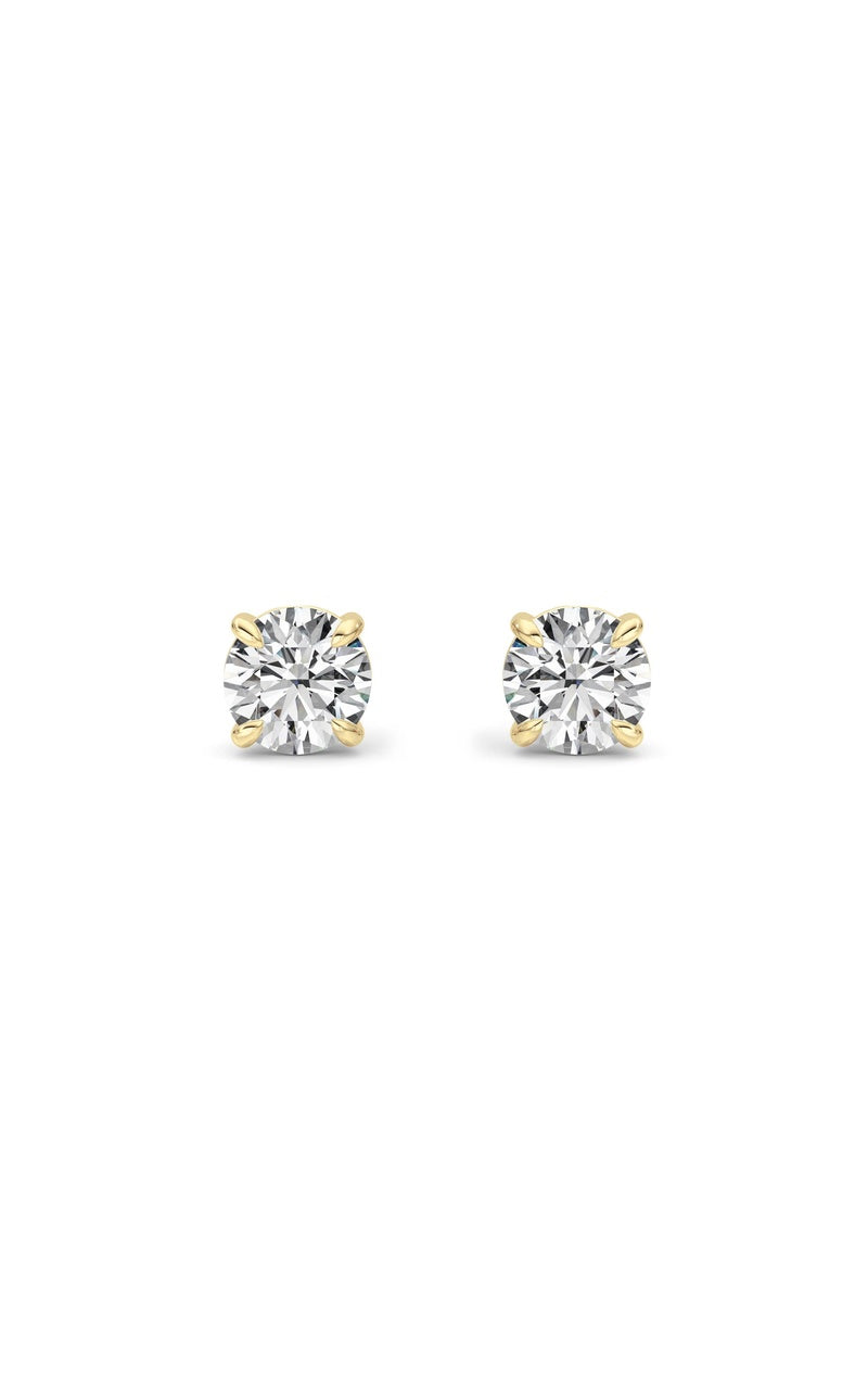 4Cttw Round Shaped Lab Grown Diamond 4 Prong StudEarrings in 14K Gold (F/VS)