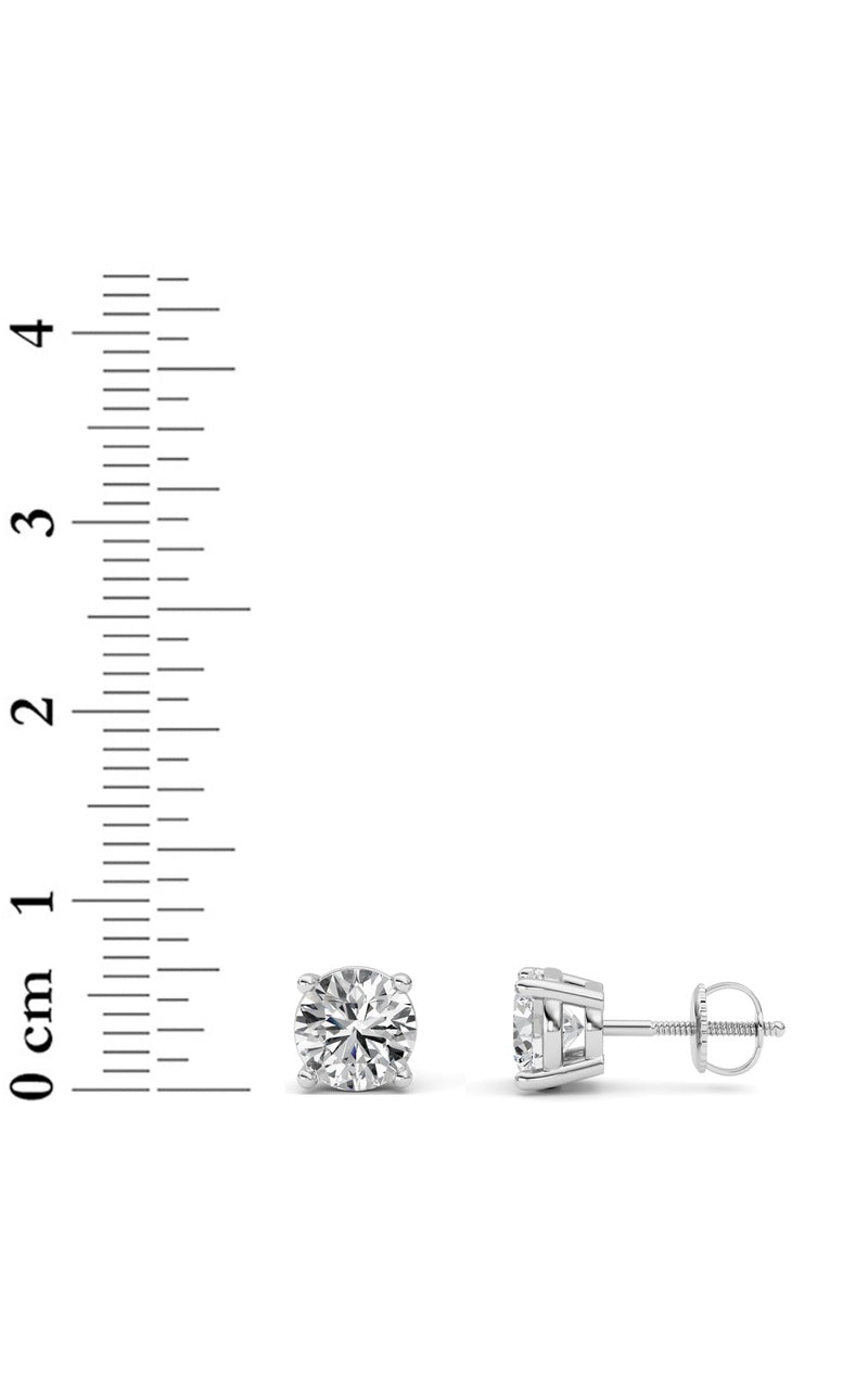 2Cttw Round Shaped Lab Grown Diamond (F/VS) Stud Earrings in 14K Gold