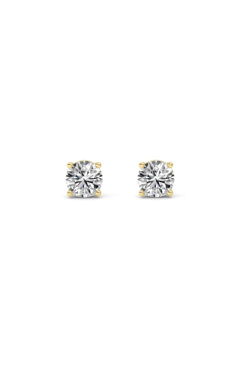 3Cttw Round Shaped Lab Grown Diamond (F/VS) Stud Earrings in 14K Gold
