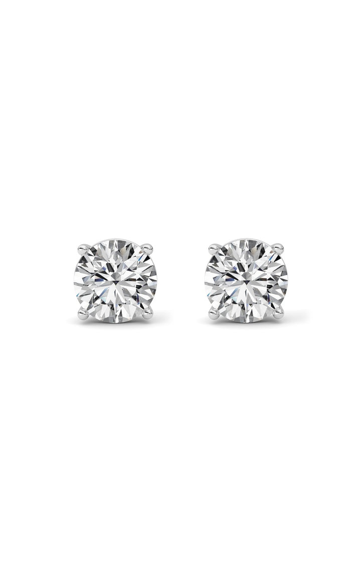 5Cttw Round Shaped Lab Grown Diamond (F/VS) Stud Earrings in 14K White Gold