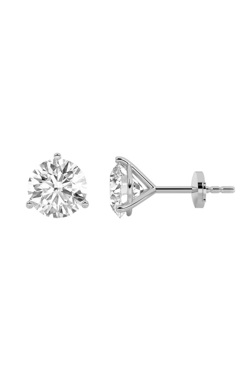 2.5Cttw Round Shaped Lab Grown Diamond (F/VS) Martini Stud Earrings in 14K White Gold
