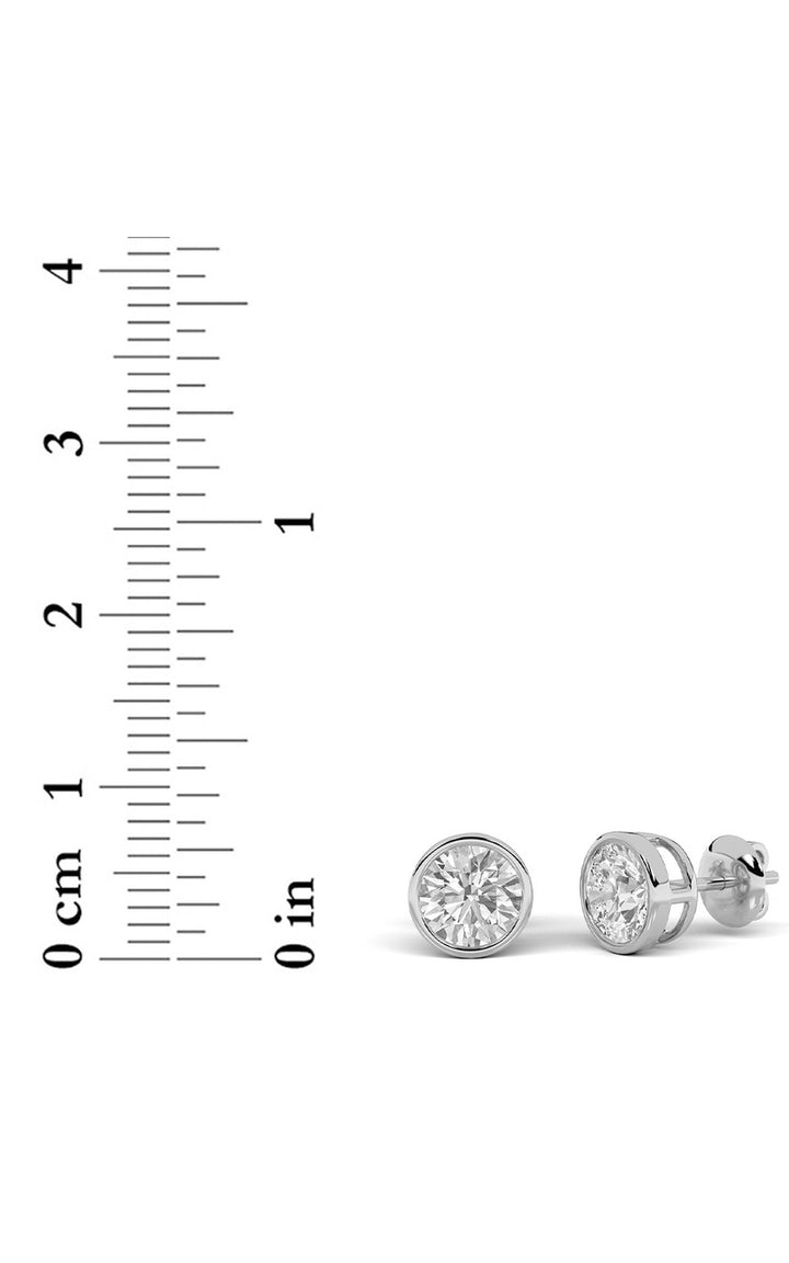 4Cttw Round Shaped Lab Grown Diamond (F/VS) Stud Earrings in 14K Gold