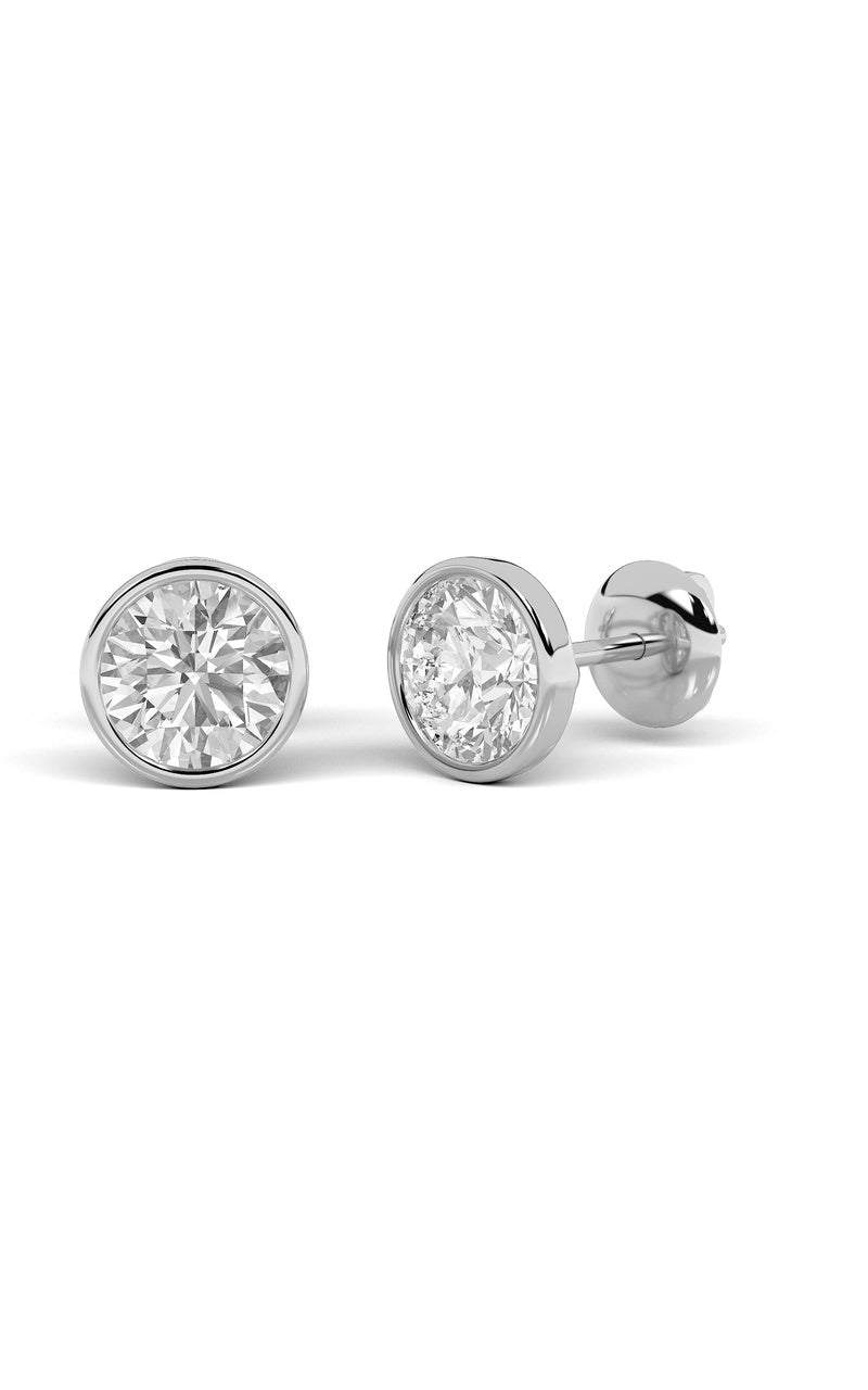 4Cttw Round Shaped Lab Grown Diamond (F/VS) Stud Earrings in 14K Gold