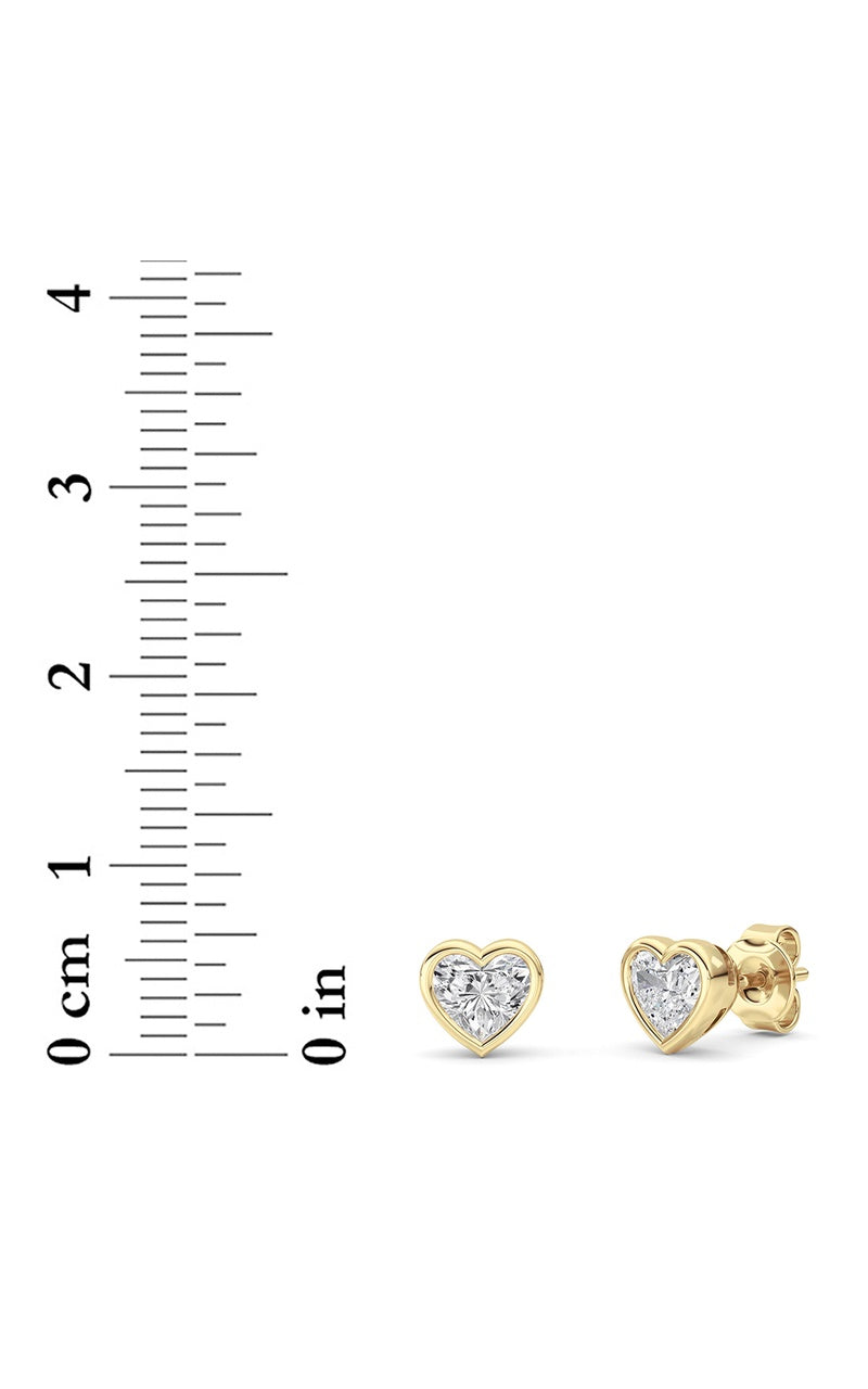 1Cttw Heart Shaped Lab Grown Diamond (G/VS) Bezel Set Stud Earrings in 14K Gold