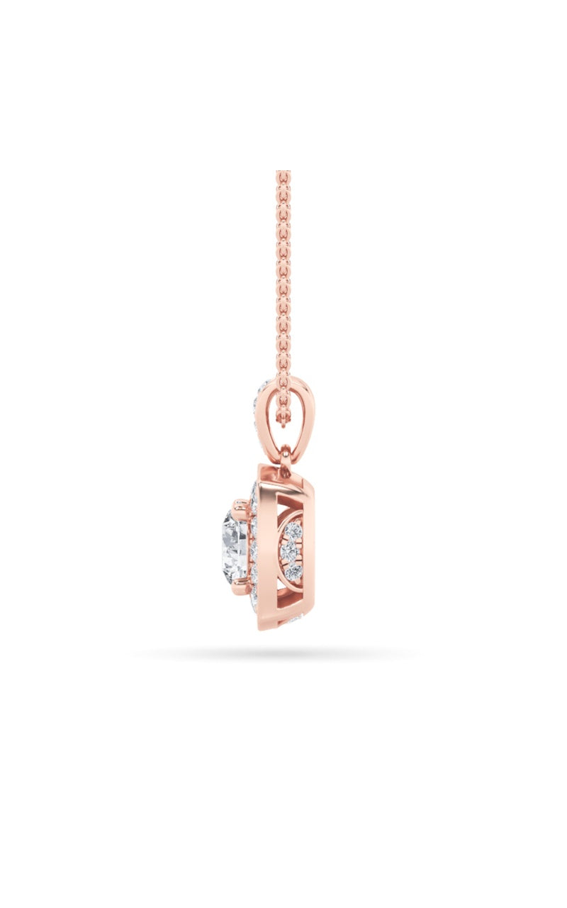 0.75Cttw Round Shaped Lab Grown Diamond (F/VS) Halo Pendant in 14K Gold
