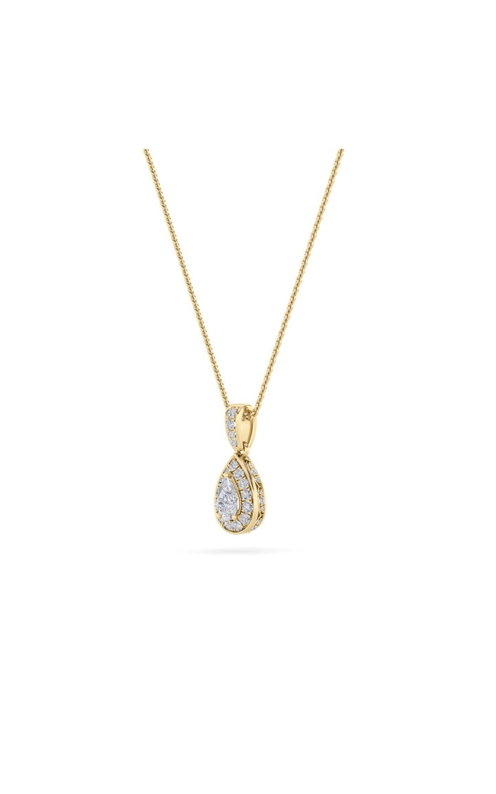 0.75Cttw Pear Shaped Lab Grown Diamond (F/VS) Halo Pendant in 14K Gold