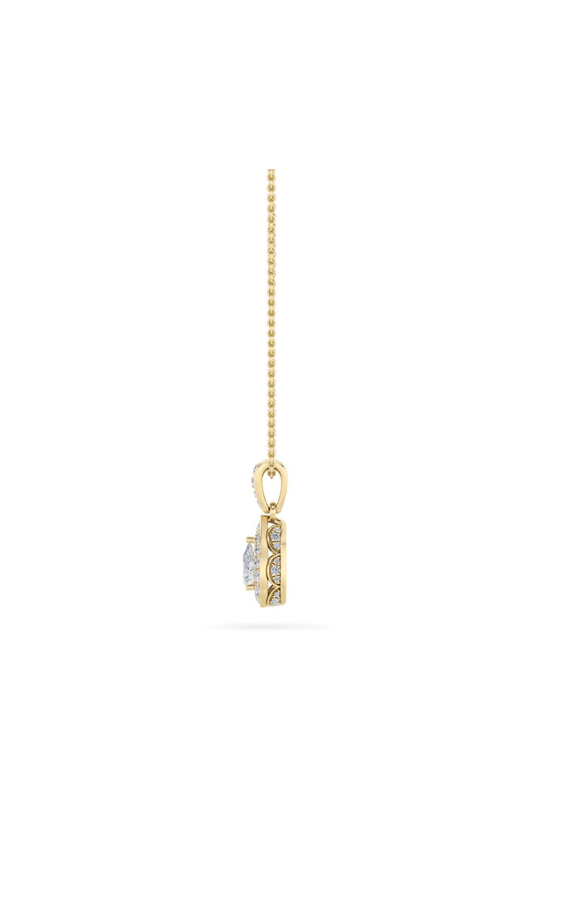 0.75Cttw Pear Shaped Lab Grown Diamond (F/VS) Halo Pendant in 14K Gold