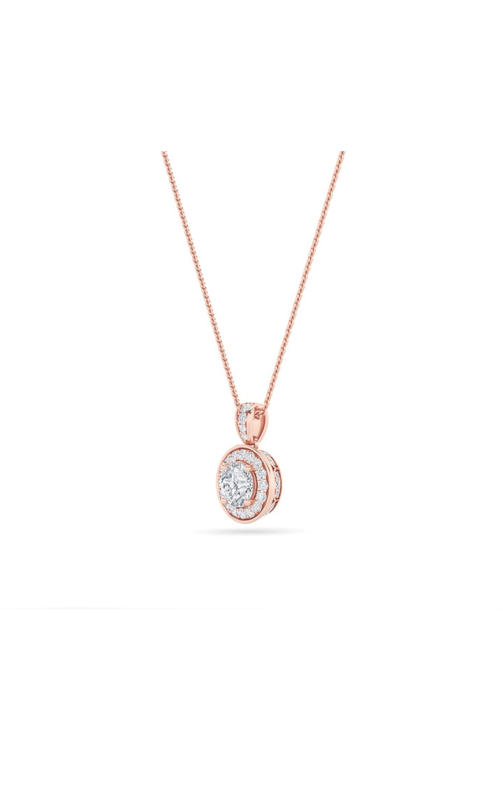 0.75Cttw Round Shaped Lab Grown Diamond (F/VS) Halo Pendant in 14K Gold