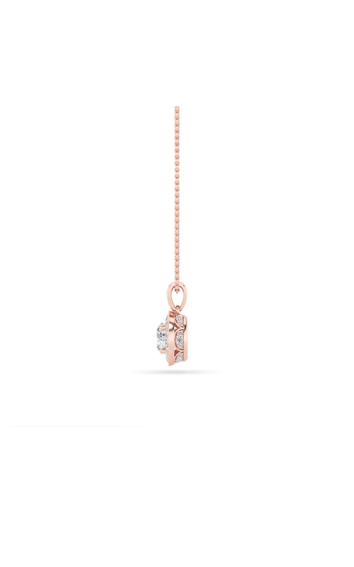 0.75Cttw Round Shaped Lab Grown Diamond (F/VS) Halo Pendant in 14K Gold