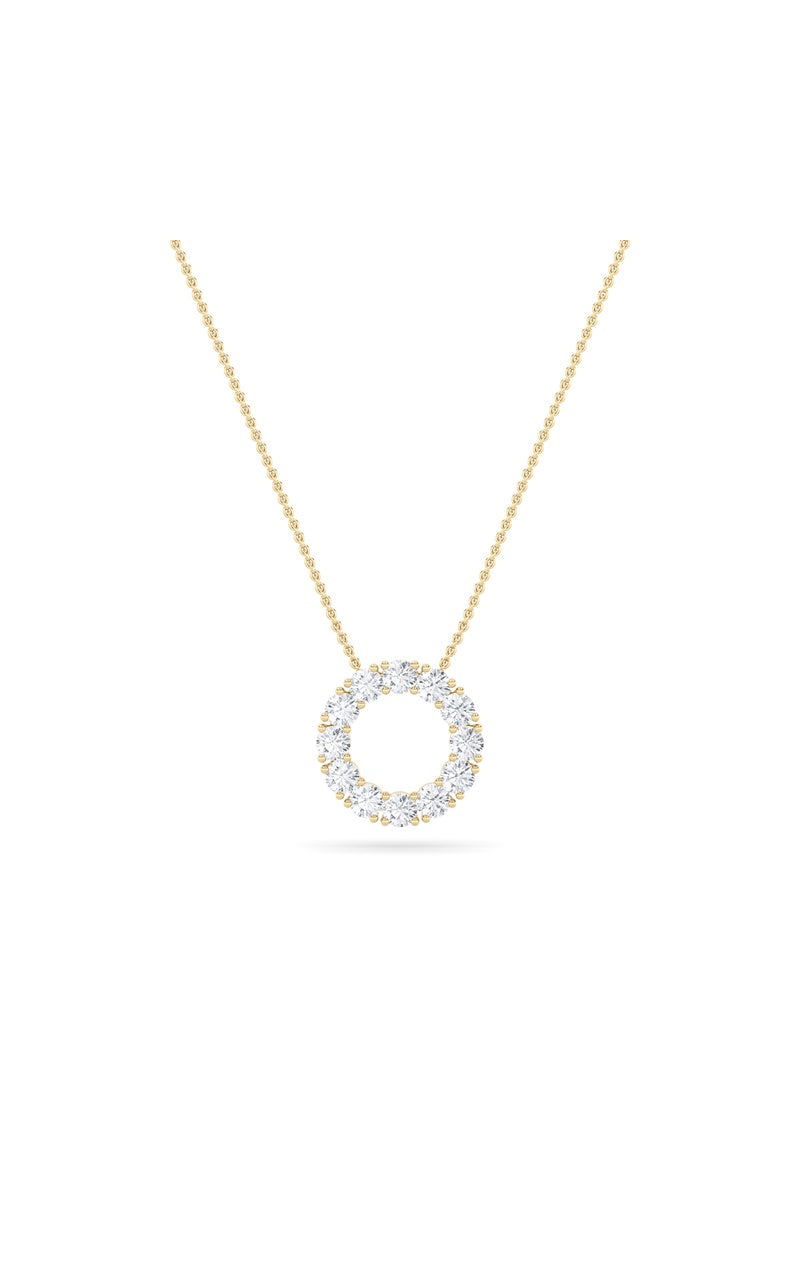 2Cttw Round Shaped Lab Grown Diamond (F/VS) Circle Pendant in 14K Gold