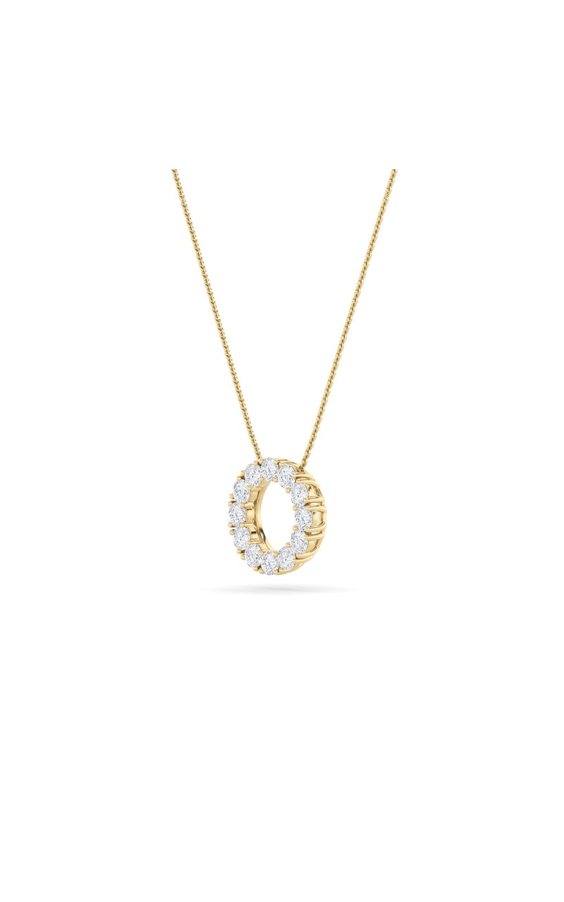 2Cttw Round Shaped Lab Grown Diamond (F/VS) Circle Pendant in 14K Gold