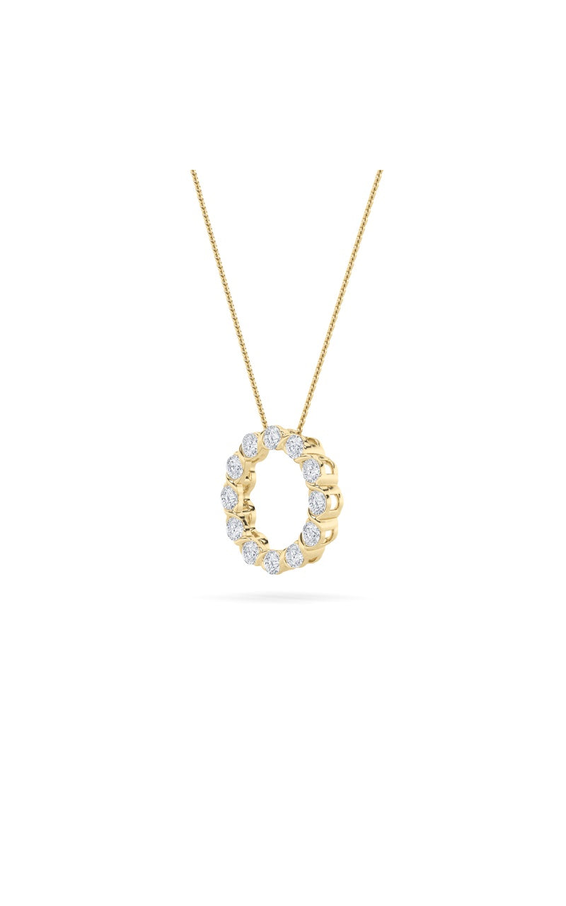 2Cttw Round Shaped Lab Grown Diamond (F/VS) Circle Pendant in 14K Gold