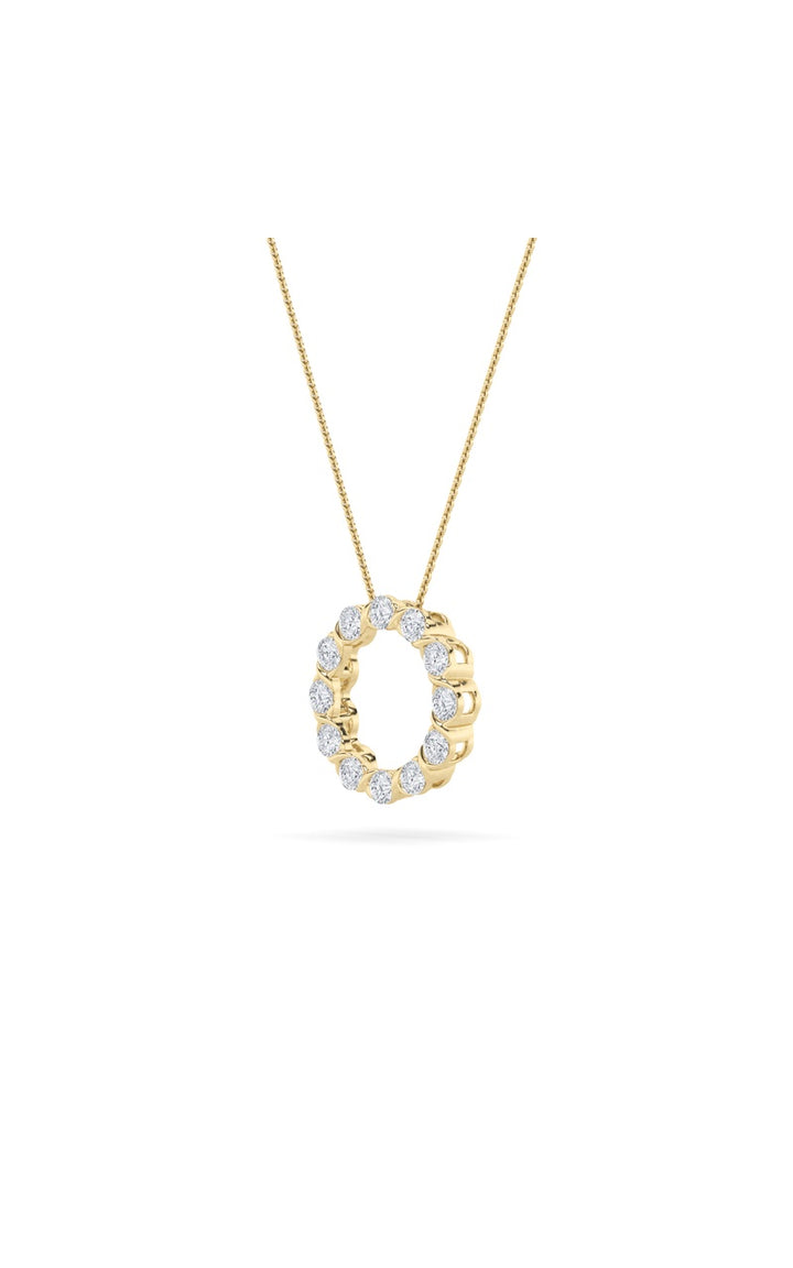 2Cttw Round Shaped Lab Grown Diamond (F/VS) Circle Pendant in 14K Gold