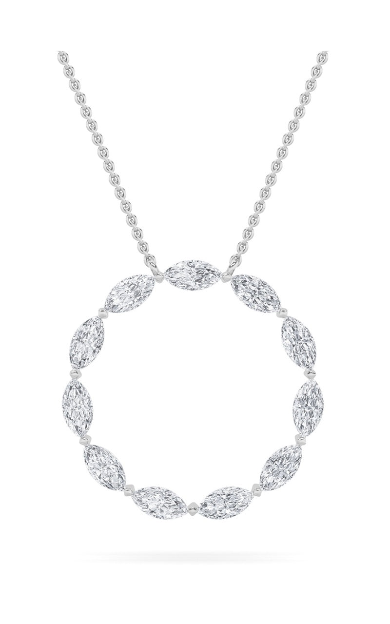 2.25Cttw Marquise Shaped Lab Grown Diamond (F/VS)Circle Necklace in 14K Gold