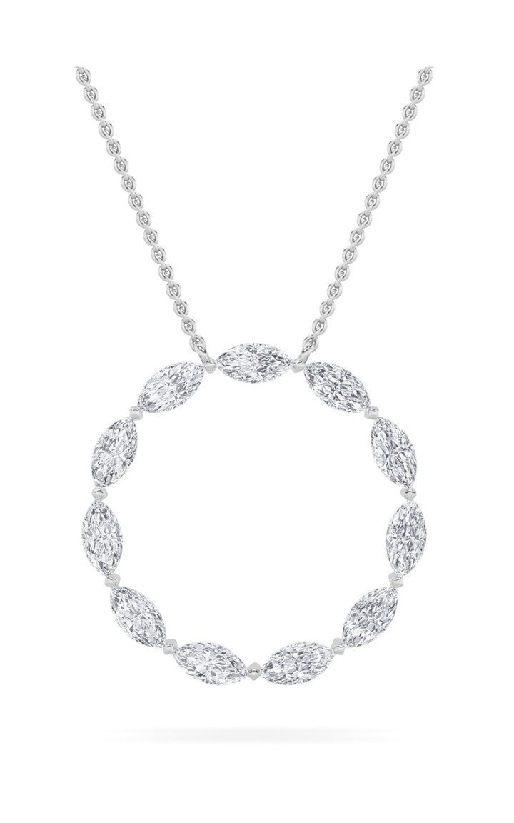 2.25Cttw Marquise Shaped Lab Grown Diamond (F/VS)Circle Necklace in 14K Gold
