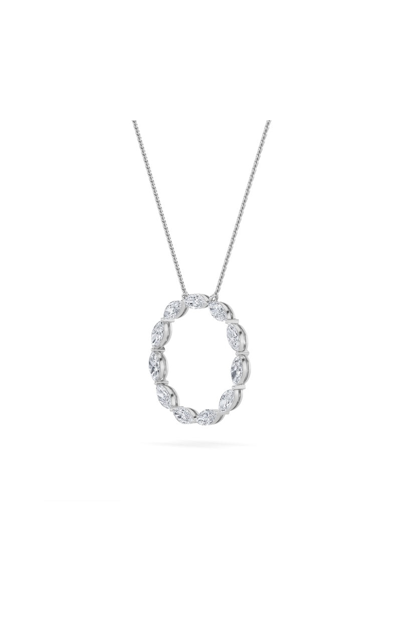 2.25Cttw Marquise Shaped Lab Grown Diamond (F/VS) Circle Necklace in 14K Gold