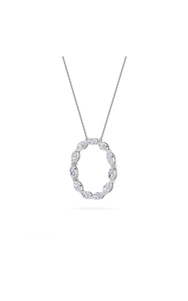 2.25Cttw Marquise Shaped Lab Grown Diamond (F/VS) Circle Necklace in 14K Gold