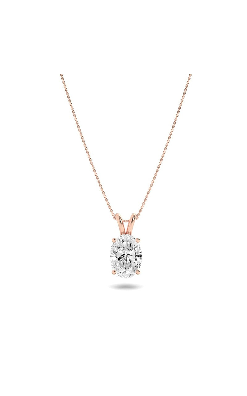 1Cttw Oval Shaped Lab Grown Diamond (F/VS) Split Bale Solitaire Pendant in 14K Gold