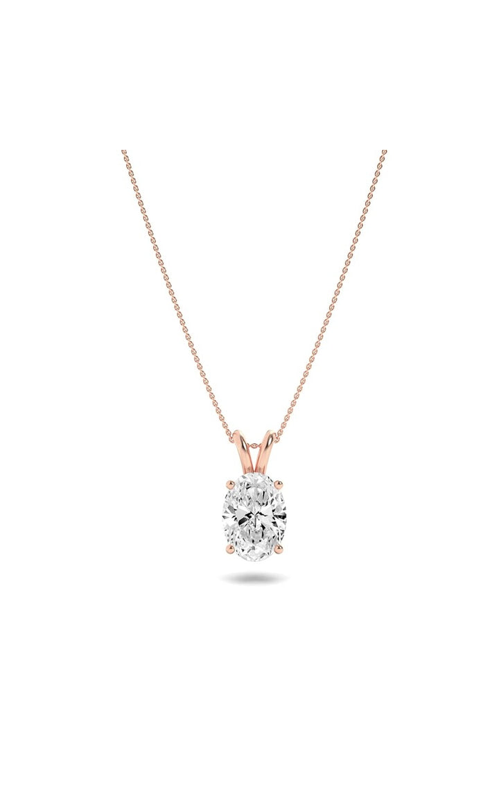 1Cttw Oval Shaped Lab Grown Diamond (F/VS) Split Bale Solitaire Pendant in 14K Gold