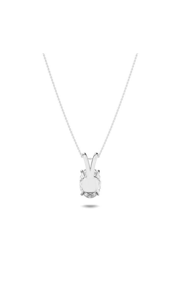 2Cttw Oval Shaped Lab Grown Diamond (F/VS) Split Bale Solitaire Pendant in 14K Gold